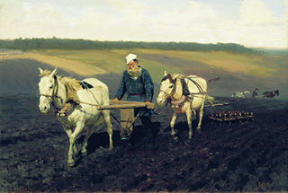 Portrait of Leo Tolstoy as a Ploughman on a Field (Repin)